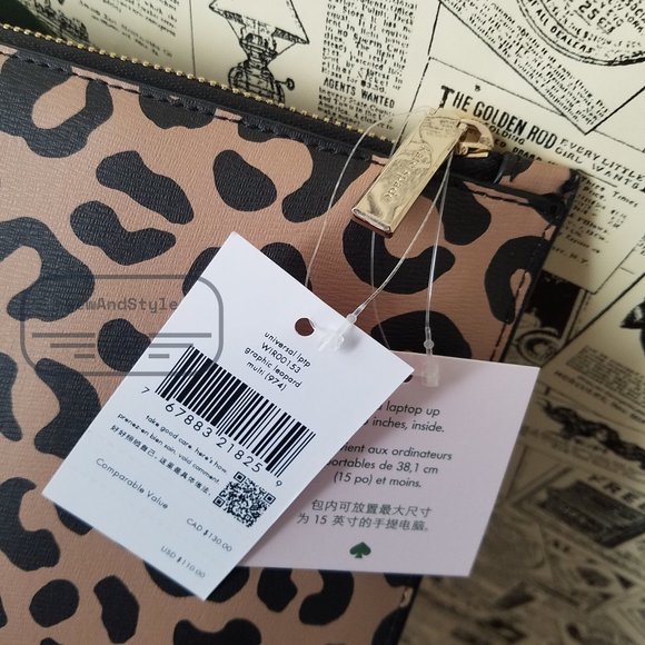 Kate Spade NWT staci graphic leopard l-zip universal laptop sleeve up to 15" - Picture 11 of 13